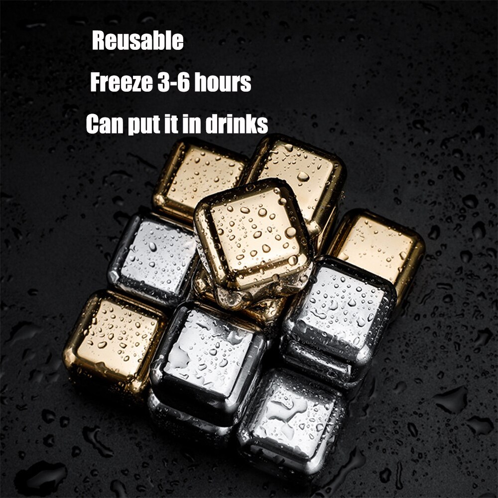 Stainless Steel Ice Cubes Reusable Chilling Stones For Whiskey Wine Dutch Coffee Cooler Tools