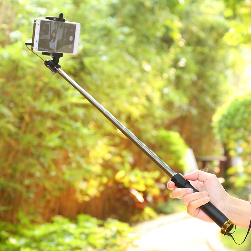 For iPhone 12 Mini 11 Pro Max SE 7 8 + XS XR X Selfie Stick Selfiestick Palo Selfi Stik Extensible Photo Stick Wired Handy