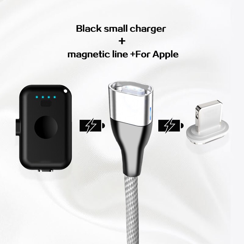 Mini chargeur de batterie externe magnétique Portable, pour iPhone 12 Xiaomi iPhone Samsung: Black for apple