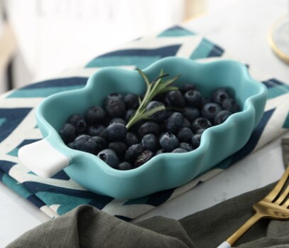 Mooie Koreaanse Stijl Taart Fruit Snoep Dessert Salade Platen Servies Servies Moderne Keramische Gedroogd Fruit Snoep Snacks TrayLF349: Blauw
