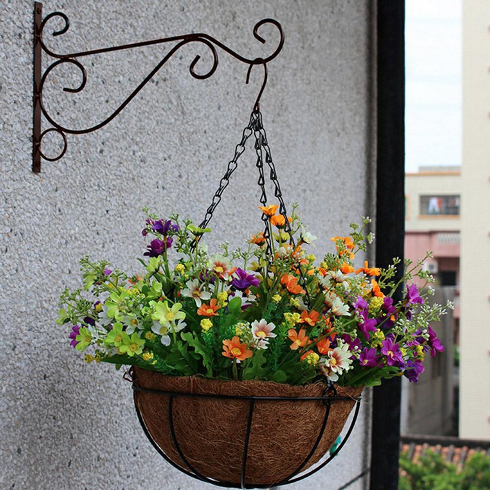 Gancho de pared de hierro forjado para balcón, macetas para flores y plantas, estante decorativo, cesta colgante, soporte de artesanía de jardín
