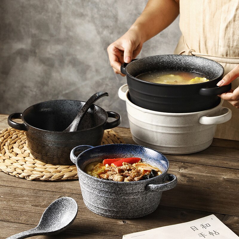 Cuenco de Ramen para microondas, recipiente de cerámica con personalidad creativa, olla de sopa, Cocina Para el hogar, fideos instantáneos BowlLB501