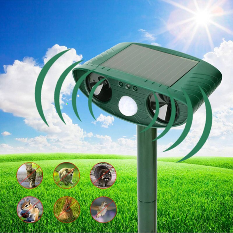 Garden Solar Ultrasonic Animal Repeller Outdoor Cat Dog Repeller With LED Light Infrared Sensor Safe Expulsion House Animal
