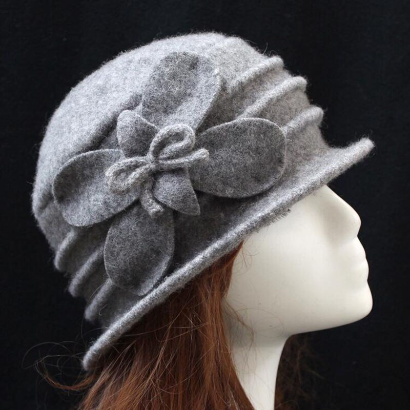Winter Vrouwen Hoeden Mutsen Cloche Dames 100% Wol Cap Emmer Bloemen Warm Hoeden voor Vrouwen Motorkap Femme Skullies Mutsen Vrouwelijke cap: 6