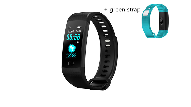 Montre intelligente hommes Fitness Tracker mesure de la pression artérielle moniteur de fréquence cardiaque Tracker d'activité étanche Smartwatch pour IOS: black add green