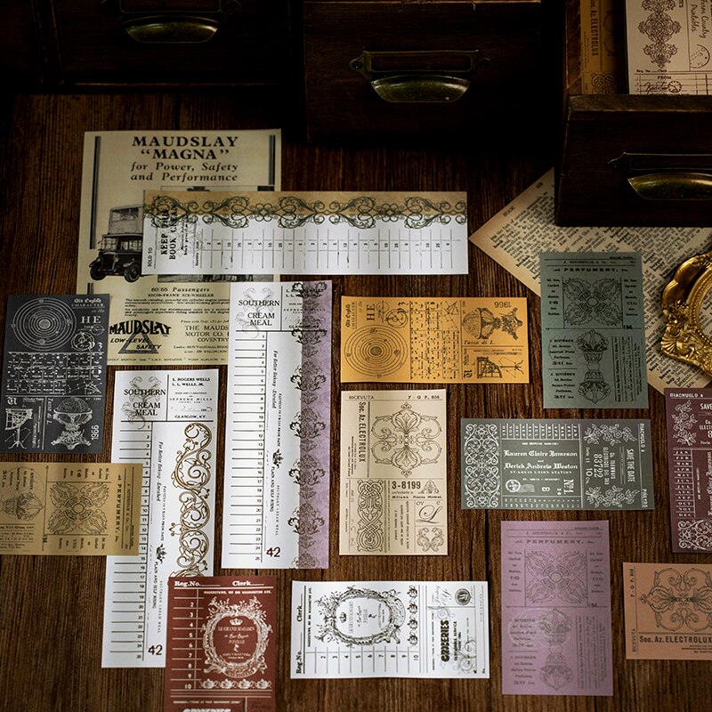 50 pcs/lot Vintage Decorative paper Antique ticket Collage Scrapbooking material paper handmade Diy Diary Craft Supplies