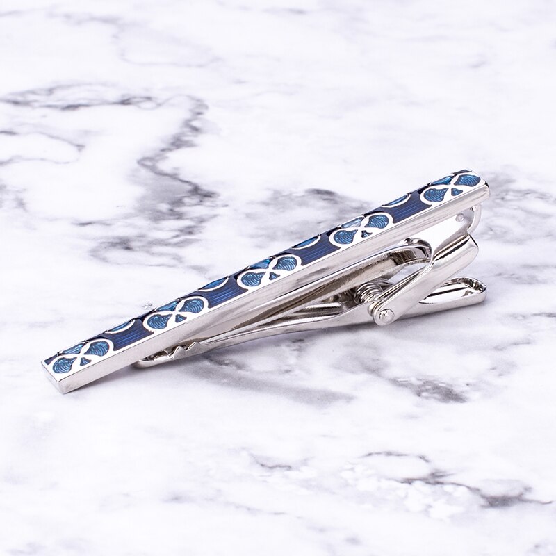 Luxus Emaille binden Clip Blau Blume binden Bar Glück vier-Kleeblatt Krawatte Stift Für Herren Hochzeit Geschäft