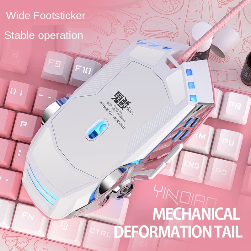 3200 dpi pink gaming mus kablet piger sød mekanisk mus gaming makro tavs kontor mus til pc notebook spil