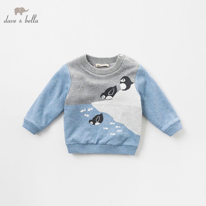 DBJ9004 dave bella baby jongens pinguïn trui kinderen gebreide trui kids herfst trui peuter boutique tops