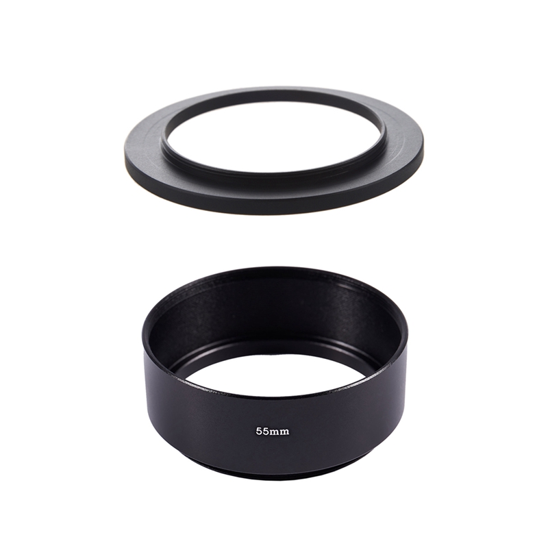 Camera Repareren 46Mm Tot 58Mm Metalen Step Up Filter Adapter Ring &amp; Vervanging Schroef Mount 55Mm camera Metalen Zonnekap