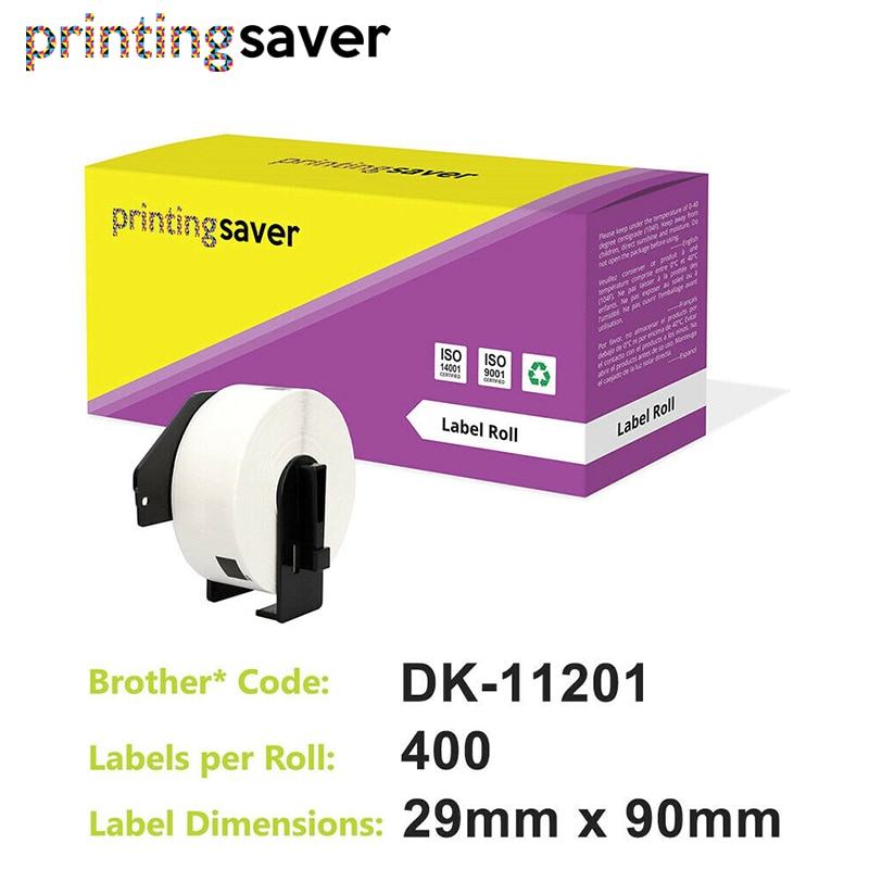 2 Rolls Compatibel DK-11201 Label 29mm * 90mm Gestanst Compatibel voor Brother Label Printer Wit Papier DK11201 DK-1201 DK1201 1201