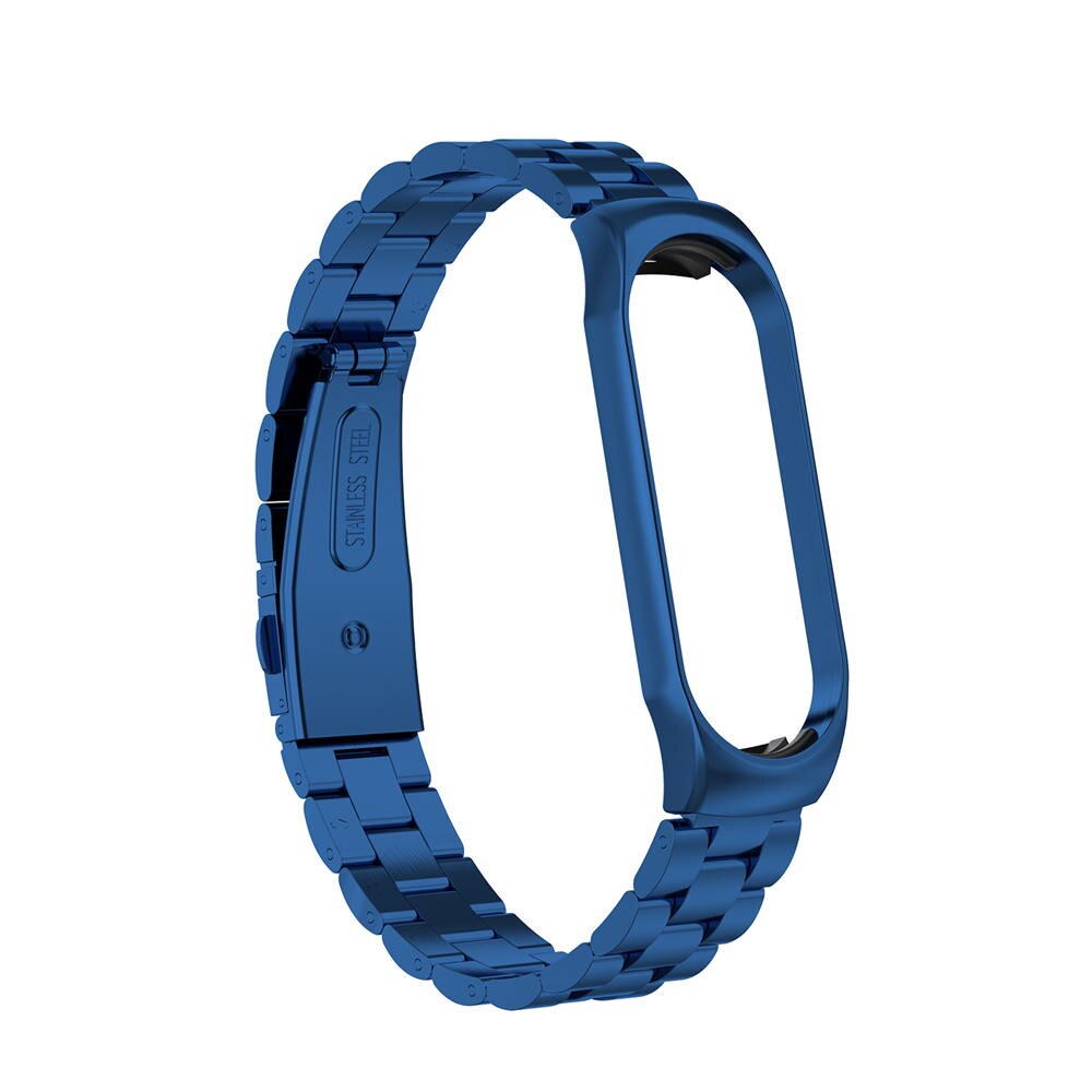 Mi band 4 para Xiaomi mi Band 4 correa de reloj de acero inoxidable para Xiaomi mi Band 3 pulsera inteligente Accessoriess + caja de Metal: Blue / Miband 4