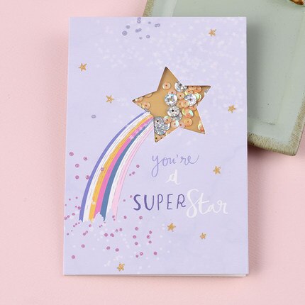 Roligt glitter födelsedagskort festkort skaka tomtebloss tack minikort
