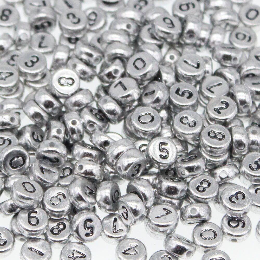 CHONGAI 200Pcs Acrylic Numbers Spacer Beads For Jewelry Making 7mm Multiple Colors To Choose