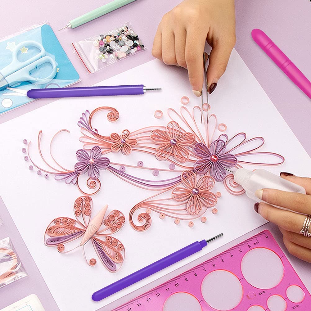 Quilling Tools Slotted Kit Rolling Curling Quilling Needle Pen for Art Craft DIY Paper Cardmaking Project Slotte Quilling Kit