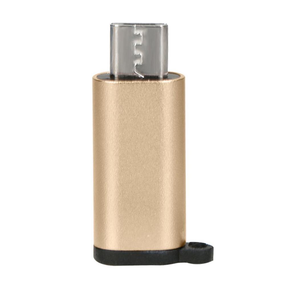 Mini Aluminium USB-C naar Micro USB Adapter met Sleutelhanger Draagbare Anti-verloren USB Type-C naar Micro USB convert Connector: golden