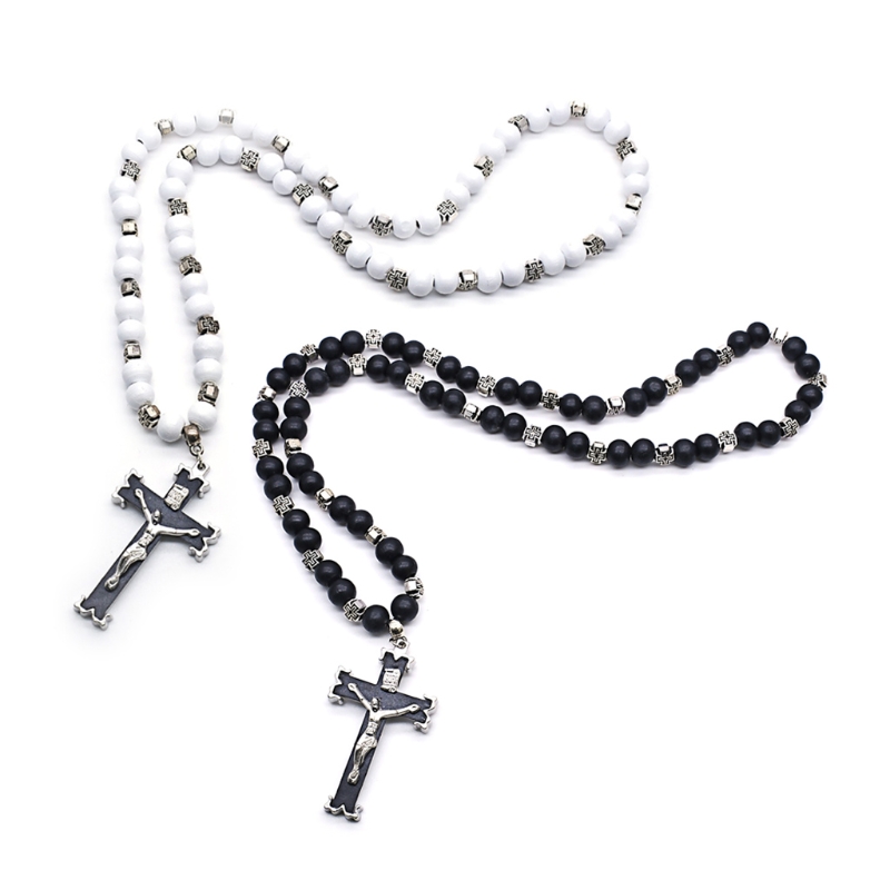 Rukouskaulakoru jeesus christ risti riipus kaulakorut metalliseos helmi pitkäketjuinen unisex kristillisiä koruja