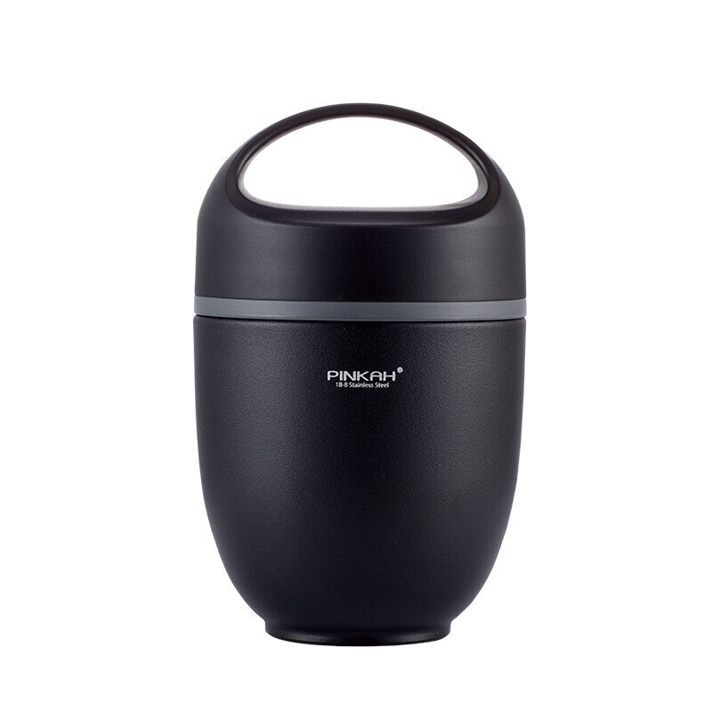 12 Hour Vacuum Insulated Lunch Box Stainless Steel Office School Portable Bento Box Thermal Leakproof Picnic Food Container Jar: Black