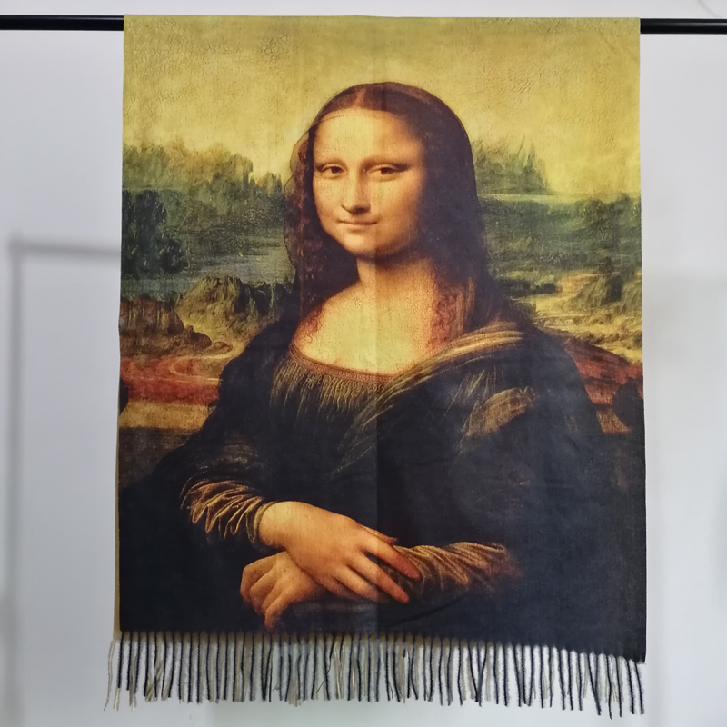 Da Vinci Olieverf Kasjmier Sjaal Vrouwen Mona Lisa Print Pashmina Shawl Winter Warm Stole Luxe Zachte Deken Sjaals