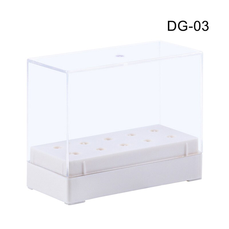 Clear Plastic Nail Drill Bits Storage Box Stand Display 7/10 Holes Organizer Case Container Manicure Tool Accessory: White 10 Holes