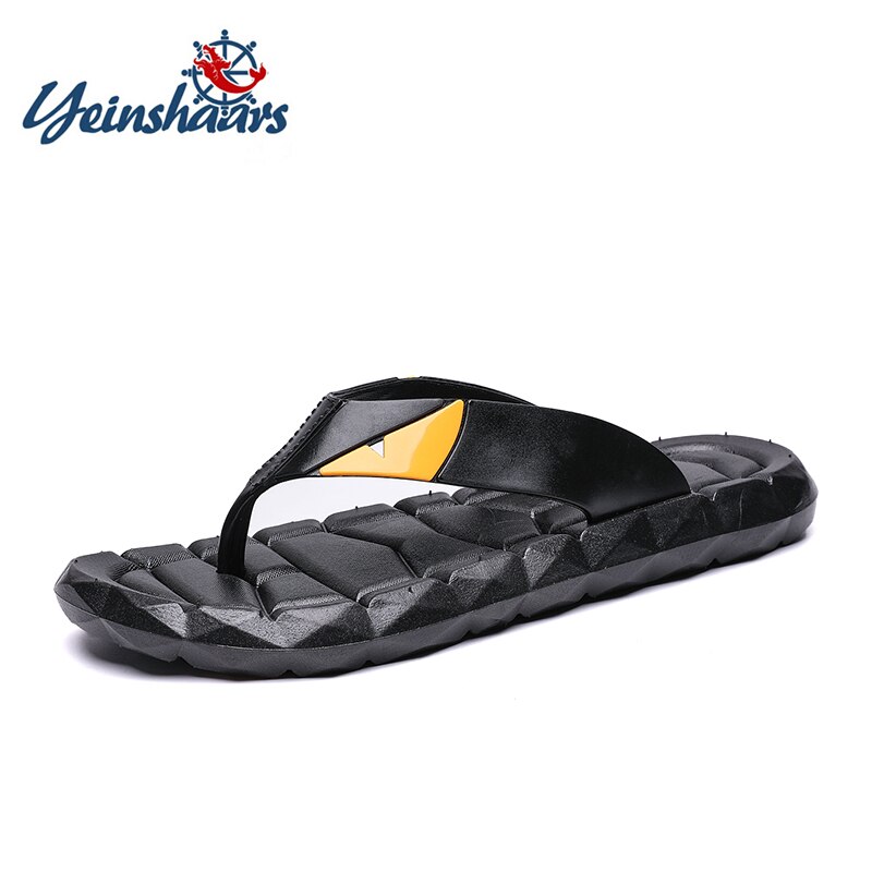 Yeinshaars sommer cool mænd læder klipklapper britisk stil boardered sandaler mandlige hjemmesko zapatos hombre stor størrelse