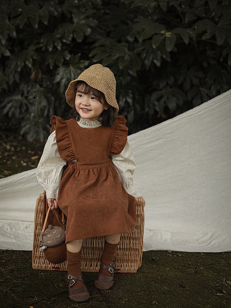 Meisjes lente en herfst katoenen bloemen houten oortjes onderkant shirt babykleding kinderen eenvoudig baby's lange mouwen top