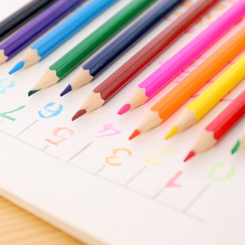 Lápices de colores para niños y adultos, Kit de lápices de madera para colorear, 12/24 colores, material escolar