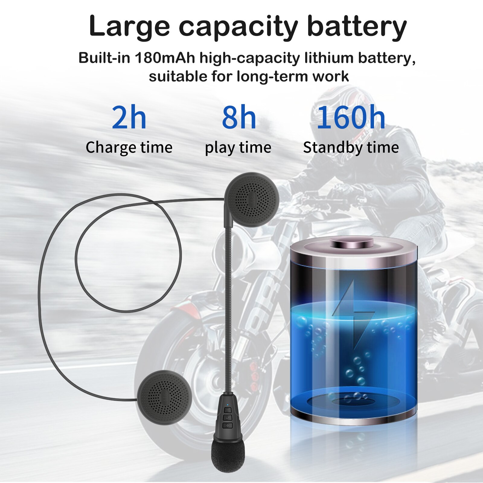 Motocykl M8 kask słuchawki Bluetooth kompatybilny 5.0 stereofoniczny z mikrofonem głośniki z redukcją szumów domofon słuchawki bezprzewodowe