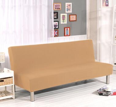 Solid Color Solid Sofa Cover Elastic fabric sofa cover Sofa Slipcover Candy Green All-inclusive Cover For Couch Without Armrest: khaki