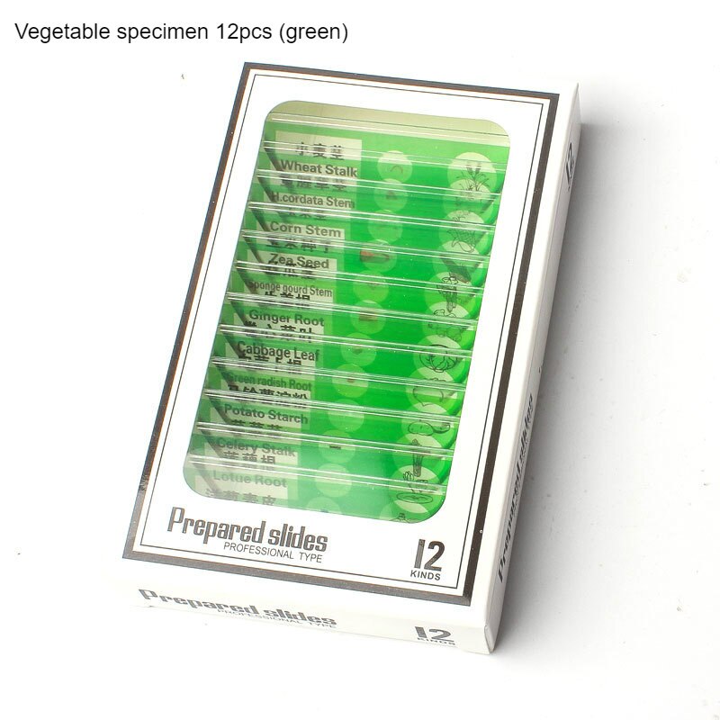 Microscope Slides 12 Children's Standard Microscope Special Plastic bio-slice Specimen Animal Insect Plant Flower Sample Slice: green