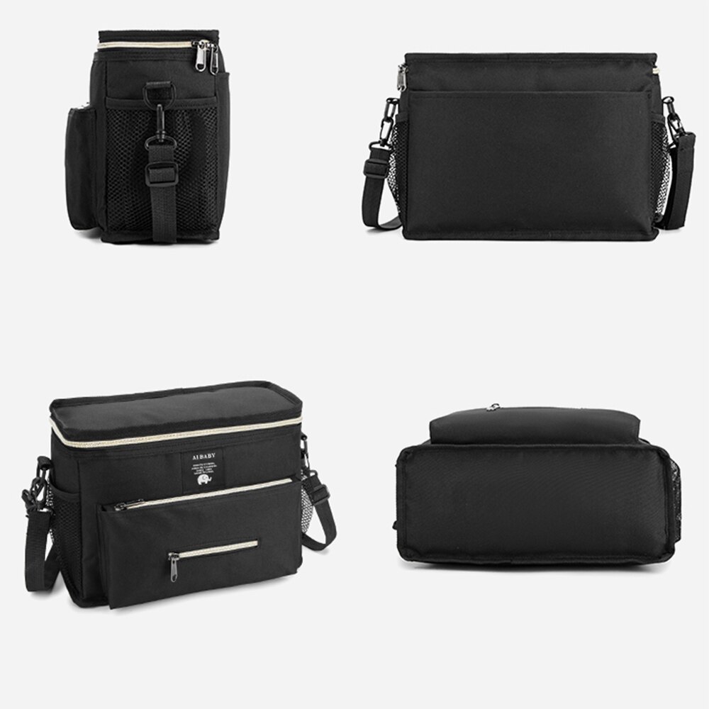 Luiertas Cartoon Kinderwagen Organizer Nappy Luier Tassen Vervoer Buggy Kinderwagen Winkelwagen Mand Haak Kinderwagen Accessoires: black