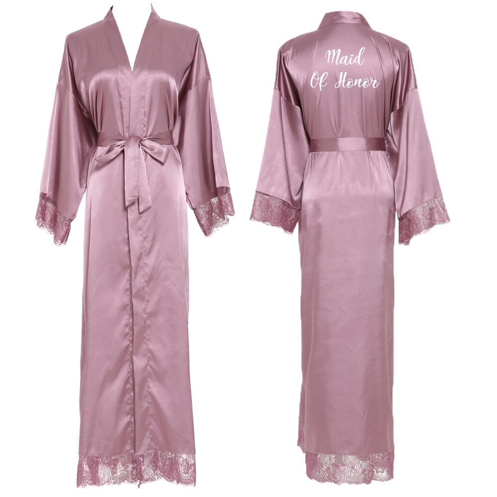 Owiter Brautjungfer mauve Lange Große Ebene murmeln Braut Kimono Seide Satin- Nacht Kleid Kleid Hochzeit Roben Bademantel Spitze Kleid Damen
