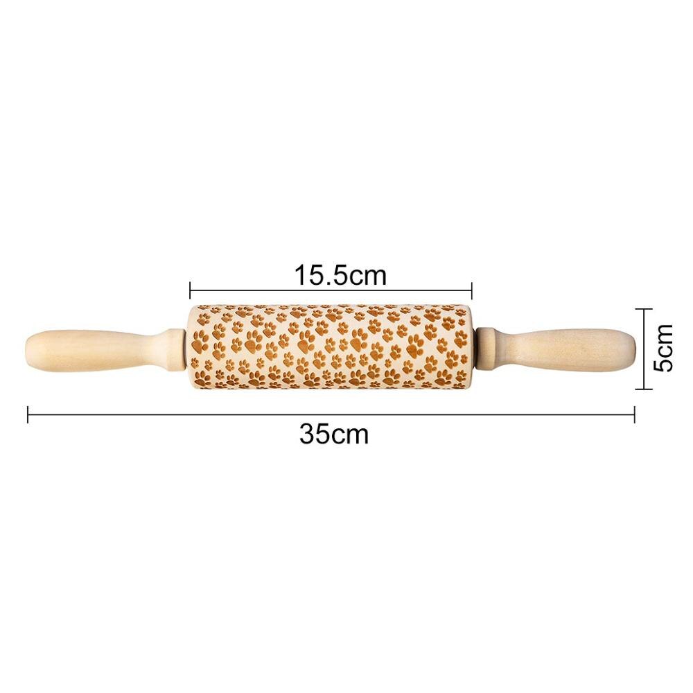 Valentine's Day DIY Christmas Embossing Rolling Pin Various pattern Baking Cookies Biscuit Fondant Cake Dough Engraved Roller: H