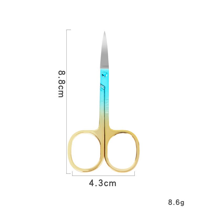 1pcs Eyebrow Scissor Stainless Steel Nose Scissors Dead Skin Remover Scissor Manicure Facial Trimming Tweezer Makeup Beauty Tool: Blue Gold
