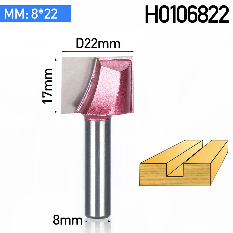 Huhao 1Pc Schacht 8Mm Cnc Reinigen Bodem Router Bit Houtbewerking Gereedschap Bits Voor Hout Dubbele Fluit Carbide Getipt endmill: 8x22mm
