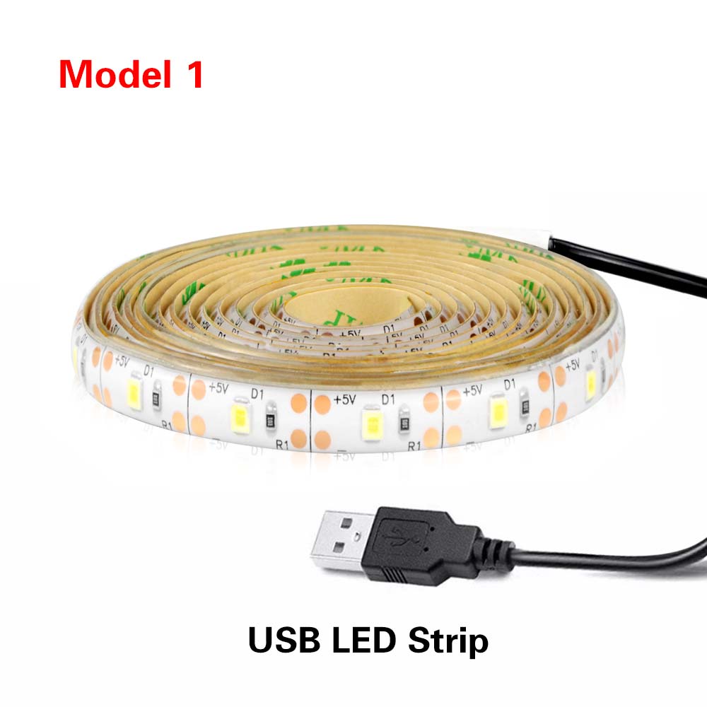 Draadloze Pir Motion Sensor LED Strip Batterij/Usb-poort Kast licht 1m 2m 3m thuis Slaapkamer boekenkast Nachtkastje Keuken Decoratie: USB Port No Sensor / WHITE / 50CM