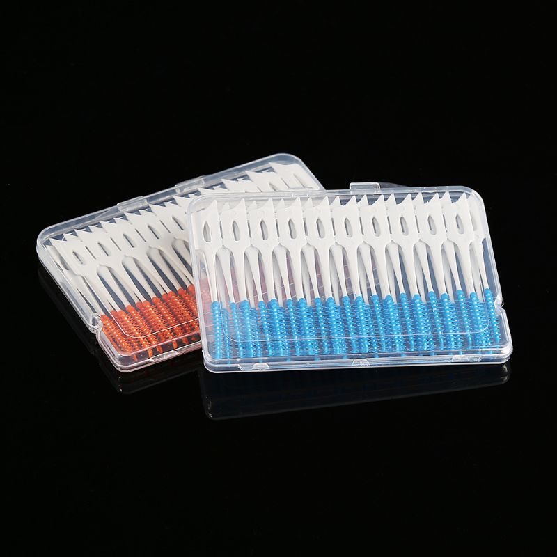 Neue 80Stck Weiche Kunststoff Massage Zahnfleisch Zahnfleisch Interdentalbürste Massage Zahnstocher Zahnbürste Zahnseide Zahn Flosser wählen Zahn