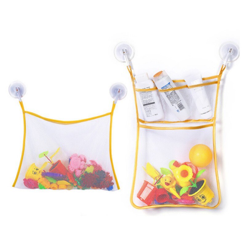 Baby Bath Toy Organizer Massive Baby Toy Storage Bin Quick Dry Storage Net + Lock Tight Suction Cups & Stickers Hooks