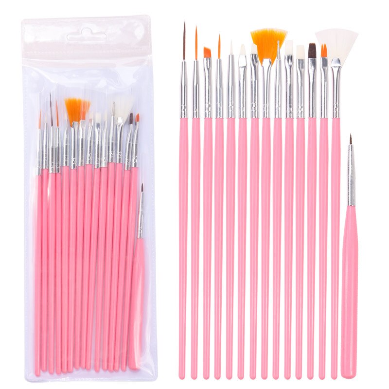NAIL ART & BRUSHES 15 pcs Nail Art Brushes Set Liner Striping Brush for Strokes, Details Painting, Elongated Lines Pen