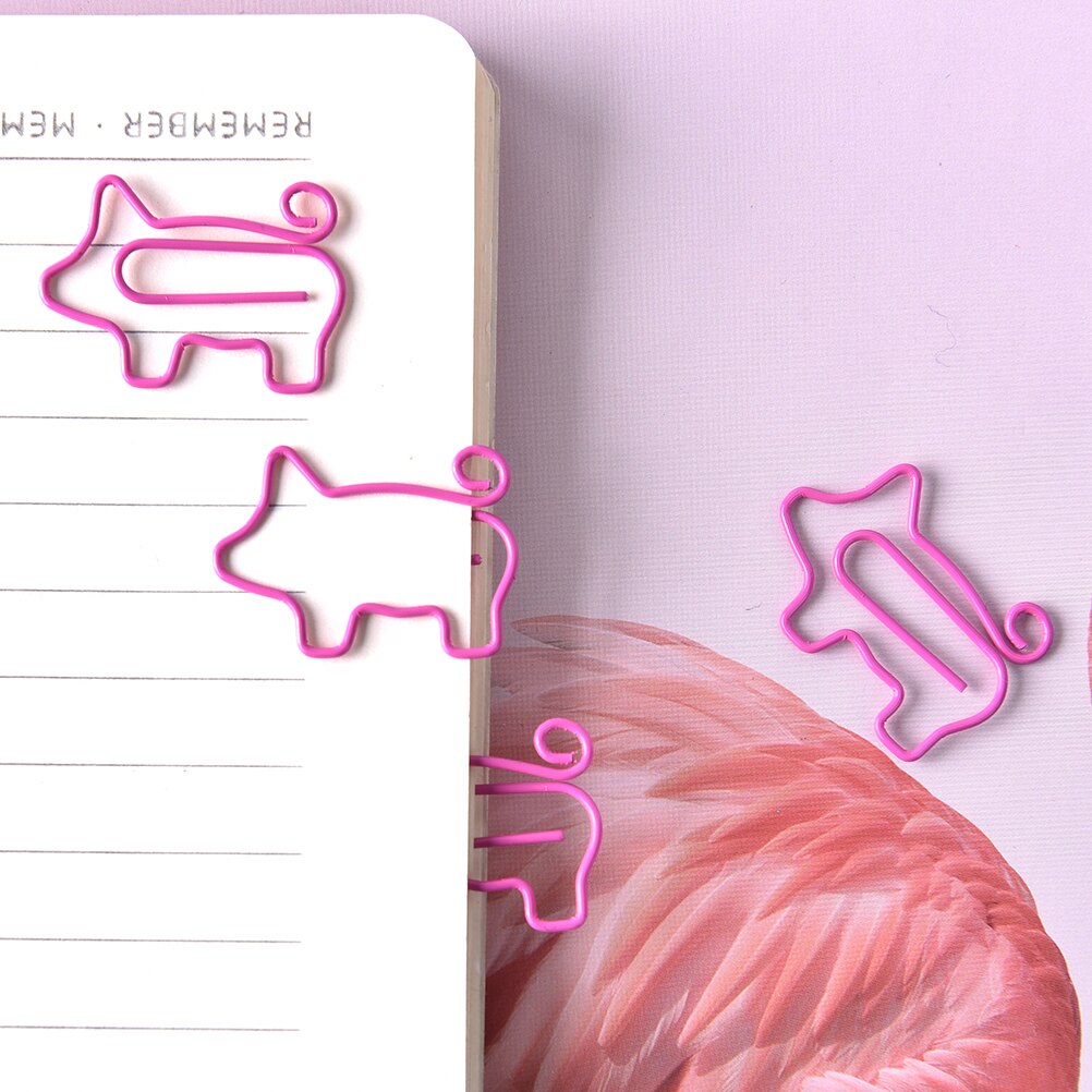 4Pcs/lot Pink Flamingo Pig Bookmark Planner Paper Clip Metal Material Bookmarks For Book Stationery School Office Supplies