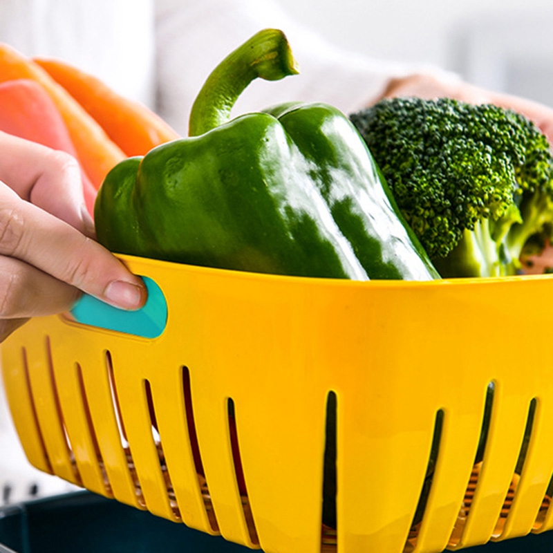 Green Multifunctional Refrigerator Sealed Drain Fresh-Keeping Box Double-Layer Fruit and Vegetable Basket