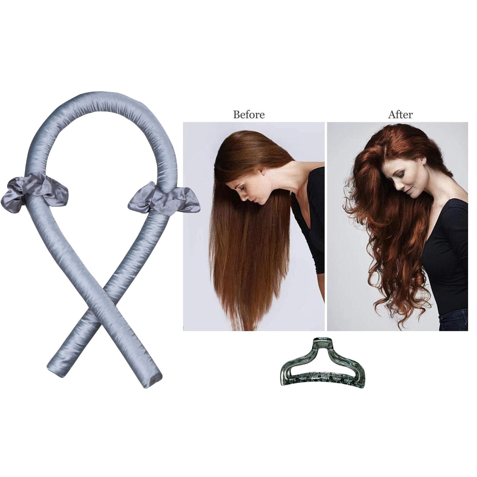 Heatless Curling Rod Headband No Heat Curls Hair Rollers Sleeping Soft Headband Hair Curlers Hair Styling Tools: Light Grey