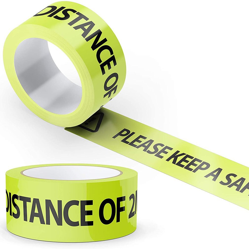 Self-Adhesive Floor Warning Tape Reminder Social Distance Marker Separation Isolation Safety Security Labeling Queuing Sticker