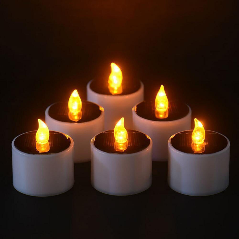 LED Tealight Candles Lamp Candles Light Votive Romantic Home Wedding Decor 7 Styles 3 Size Battery Best Smokeless: G Solar energy