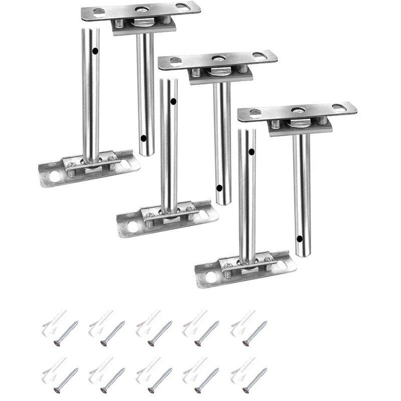 6PCS 3 inch Stainless Steel Floating Brackets Low Profile Shelves Concealable DIY Mount Blind Shelf Support Brackets: Default Title