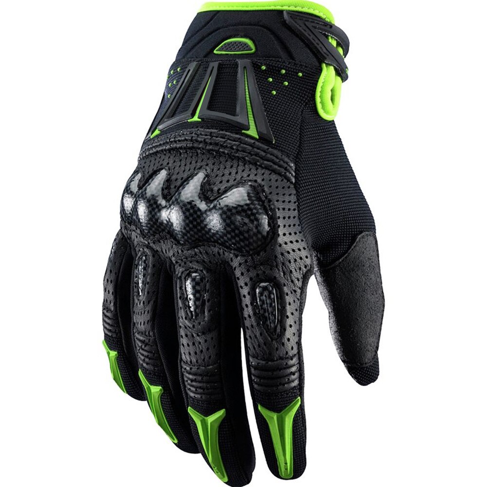 Delicate Vos Motorcross Mtb Bike Mountain Fiets Wit Lederen Handschoenen Voor Mannen Vrouw Unisex: Black Green / M