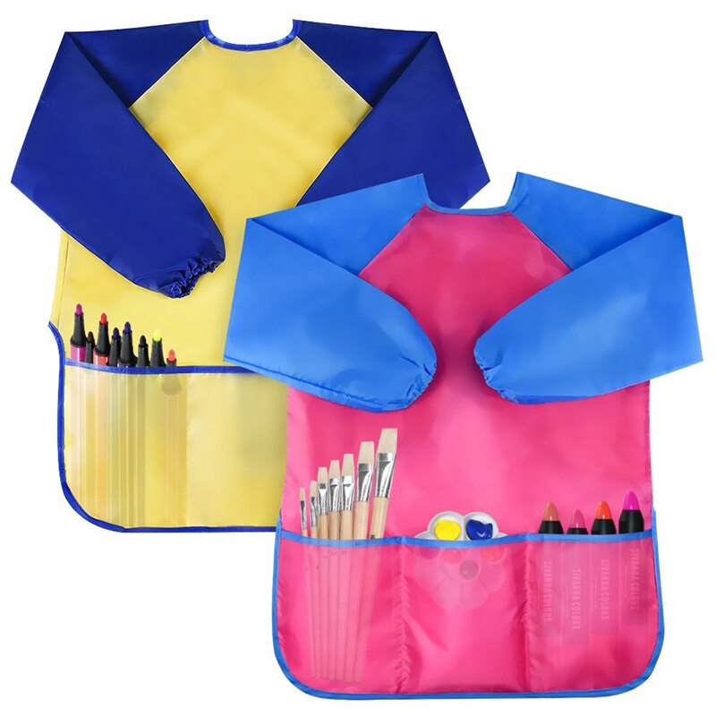 Waterproof Baby Girl Boy Long Sleeve Bibs Toddler Infant Burp Cloth Feeding Child Drawing And Painting Apron 5-8 Years