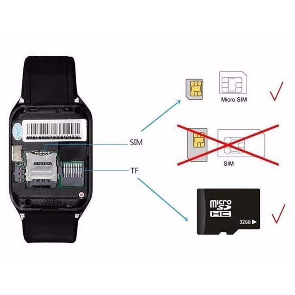 Bluetooth smart watch herre  q18 med berøringsskærm stor batteristøtte tf simkort kamera til android telefon