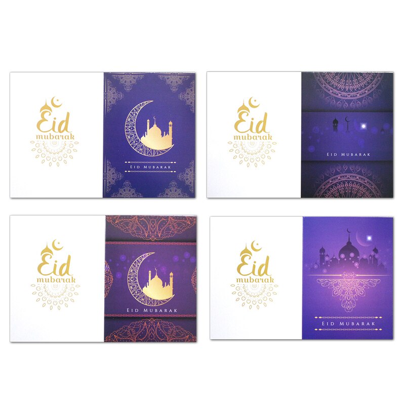 5pcs/set EID MUBARAK Greeting Card Muslim Eid Mubarak Ramadan Blessing Card Ramadan Decoration Festival Card Wish Card
