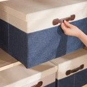 Cotton Linen Folding Storage Box with Lid Closet Drawer Clothes Books Toys Sundries Quilts Organizer Laundry Basket for Wardrobe: L / VIOLET/紫罗兰